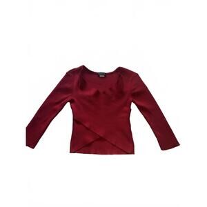 Y2K Mingle Red Long Sleeve Criss Cross Top Size Large